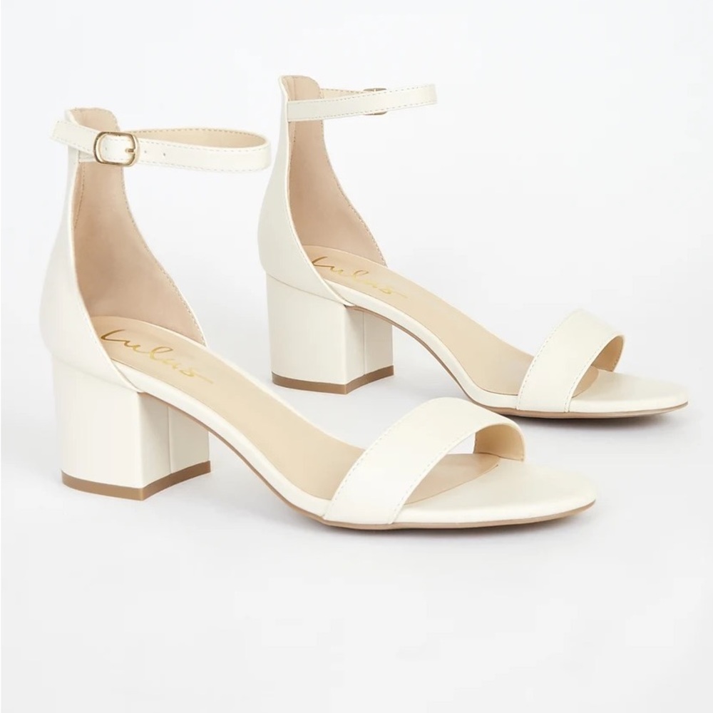 LuLu’s Harper Off White Ankle Strap Heels - Size 10